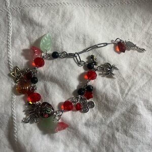 Silver and Red Charm Bracelet